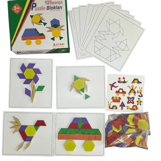 Ahşap Tangram Zeka Oyun Seti - 125 Parça - Antiola