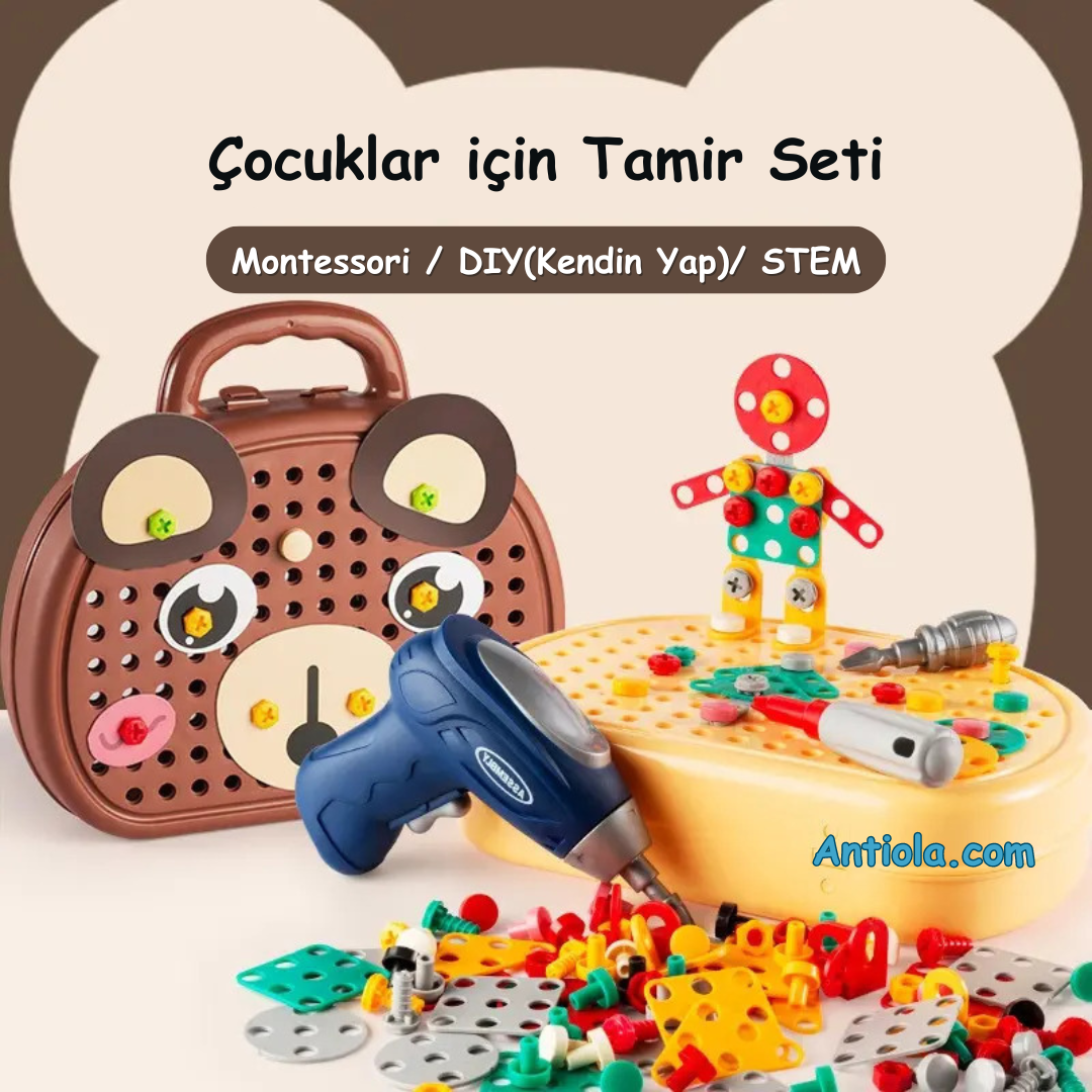 Montessori Toolbox Çocuklar için Tamir Seti