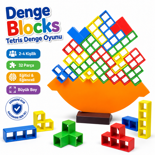 Antiola Denge Blocks Şekil Denge Oyun Seti | 2-4 Kişilik | 32 Parça