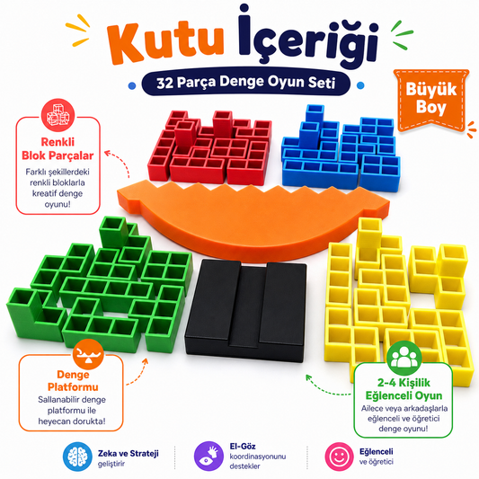 Antiola Denge Blocks Şekil Denge Oyun Seti | 2-4 Kişilik | 32 Parça