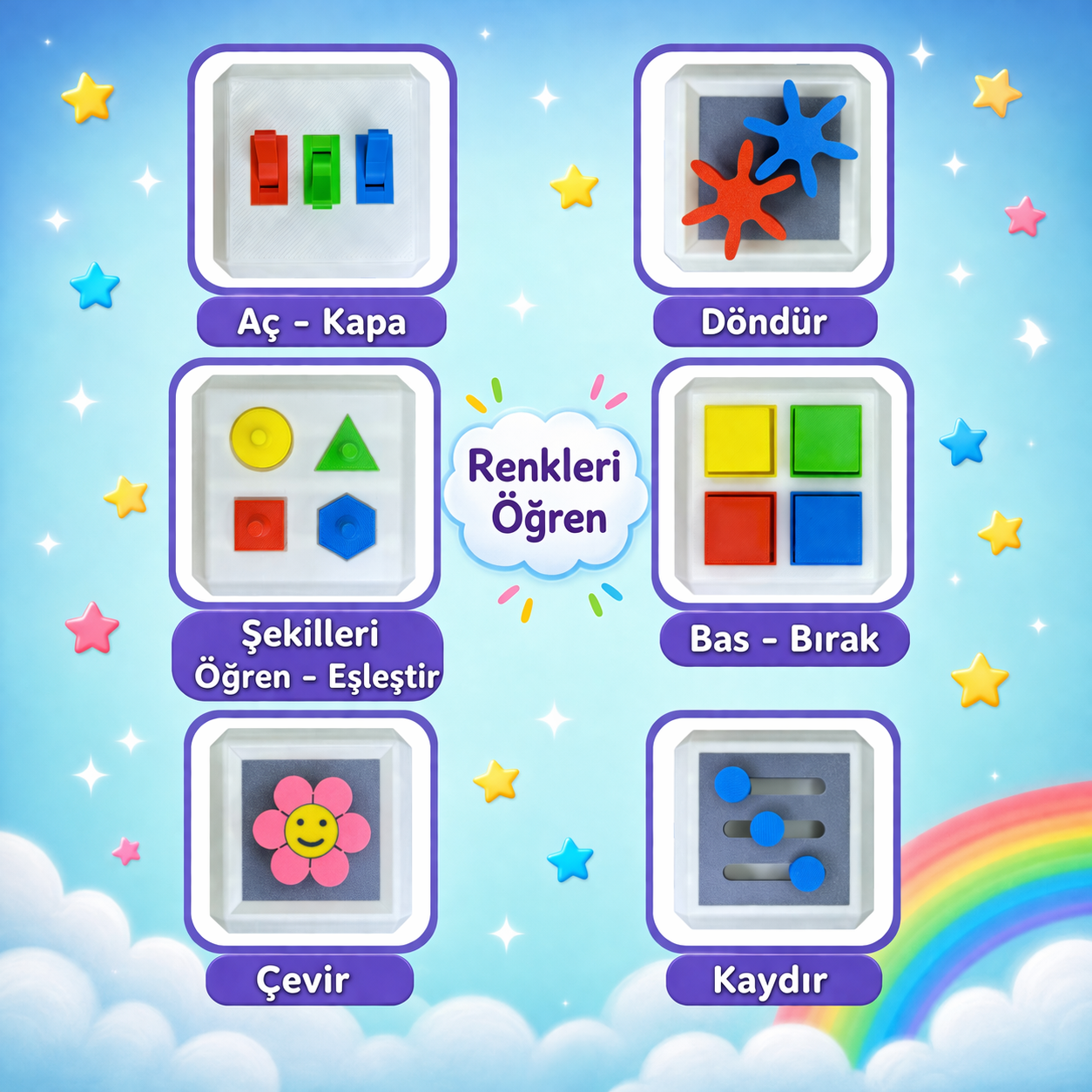 Montessori Eğitici Aktivite Küpü | İnce Motor & Zeka Gelişimi | Duyusal Oyuncak