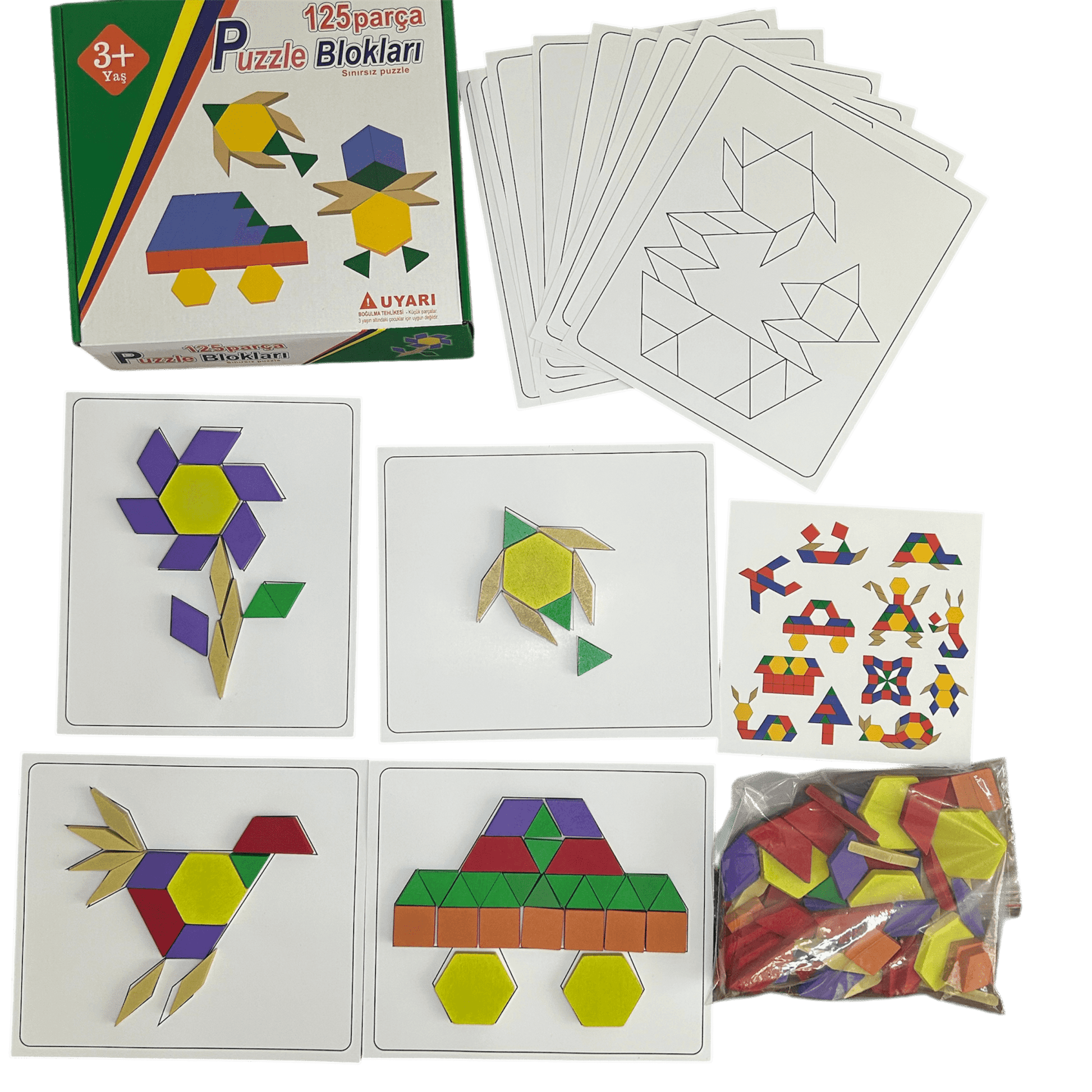 Ahşap Tangram Zeka Oyun Seti - 125 Parça - Antiola