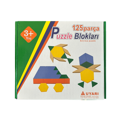 Ahşap Tangram Zeka Oyun Seti - 125 Parça - Antiola