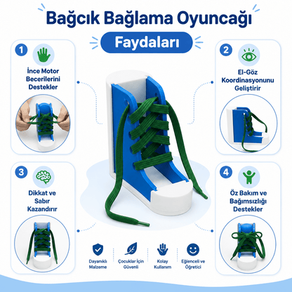Ayakkabı Bağcık Bağlama Montessori Eğitici Oyuncak - Antiola