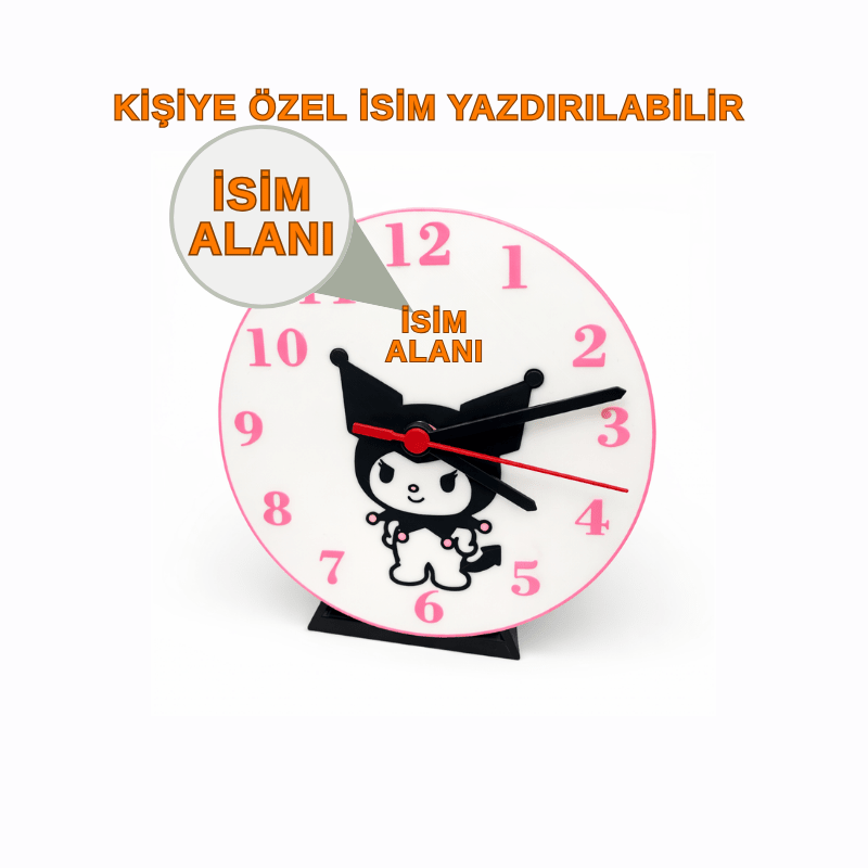 Figürlü Çocuk Masaüstü Saati | Duvara Asılabilir | Özel İsim Yazılabilir - Antiola