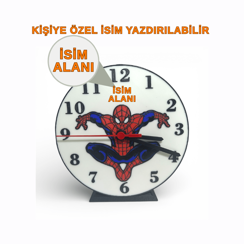 Figürlü Çocuk Masaüstü Saati | Duvara Asılabilir | Özel İsim Yazılabilir - Antiola