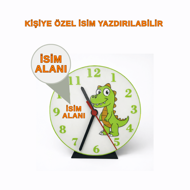 Figürlü Çocuk Masaüstü Saati | Duvara Asılabilir | Özel İsim Yazılabilir - Antiola