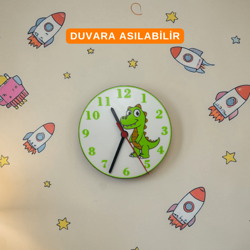 Figürlü Çocuk Masaüstü Saati | Duvara Asılabilir | Özel İsim Yazılabilir - Antiola