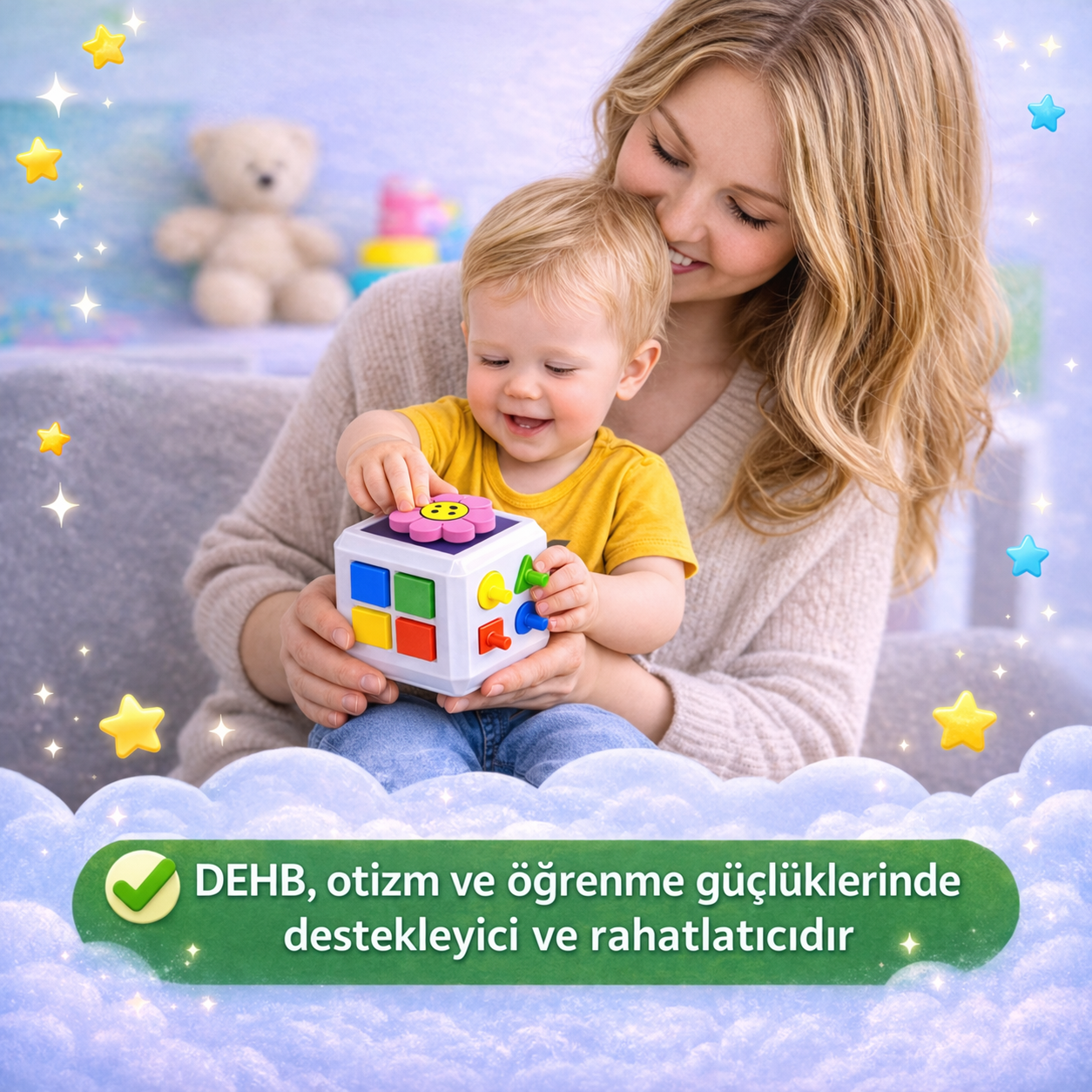 Montessori Eğitici Aktivite Küpü | İnce Motor & Zeka Gelişimi | Duyusal Oyuncak - Antiola