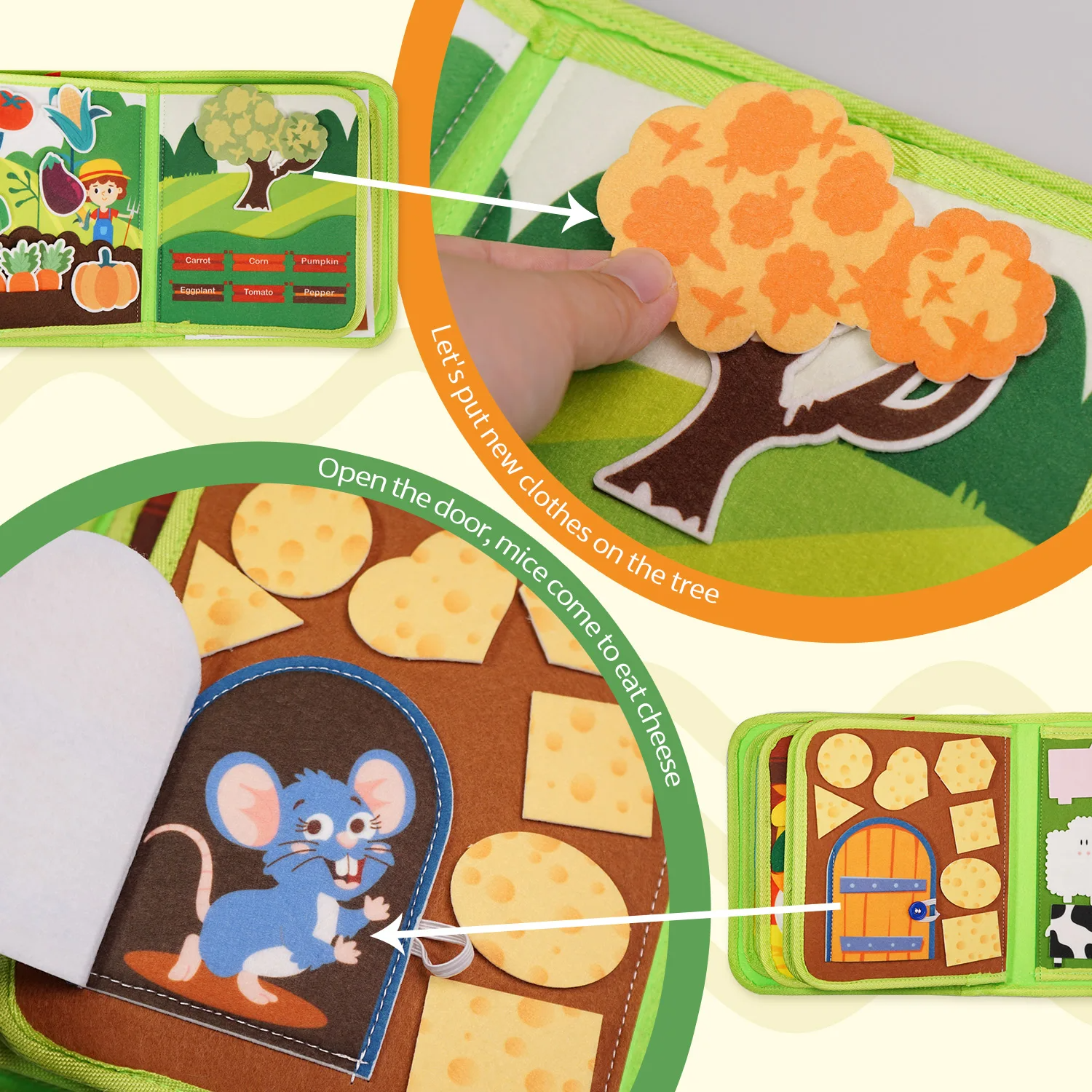 Montessori Keçe Aktivite Kitabı | Çiftlik Temalı Eğitici Oyuncak - Antiola