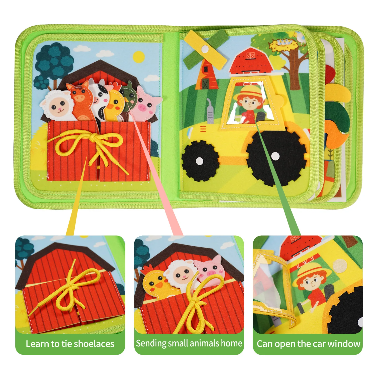 Montessori Keçe Aktivite Kitabı | Çiftlik Temalı Eğitici Oyuncak - Antiola
