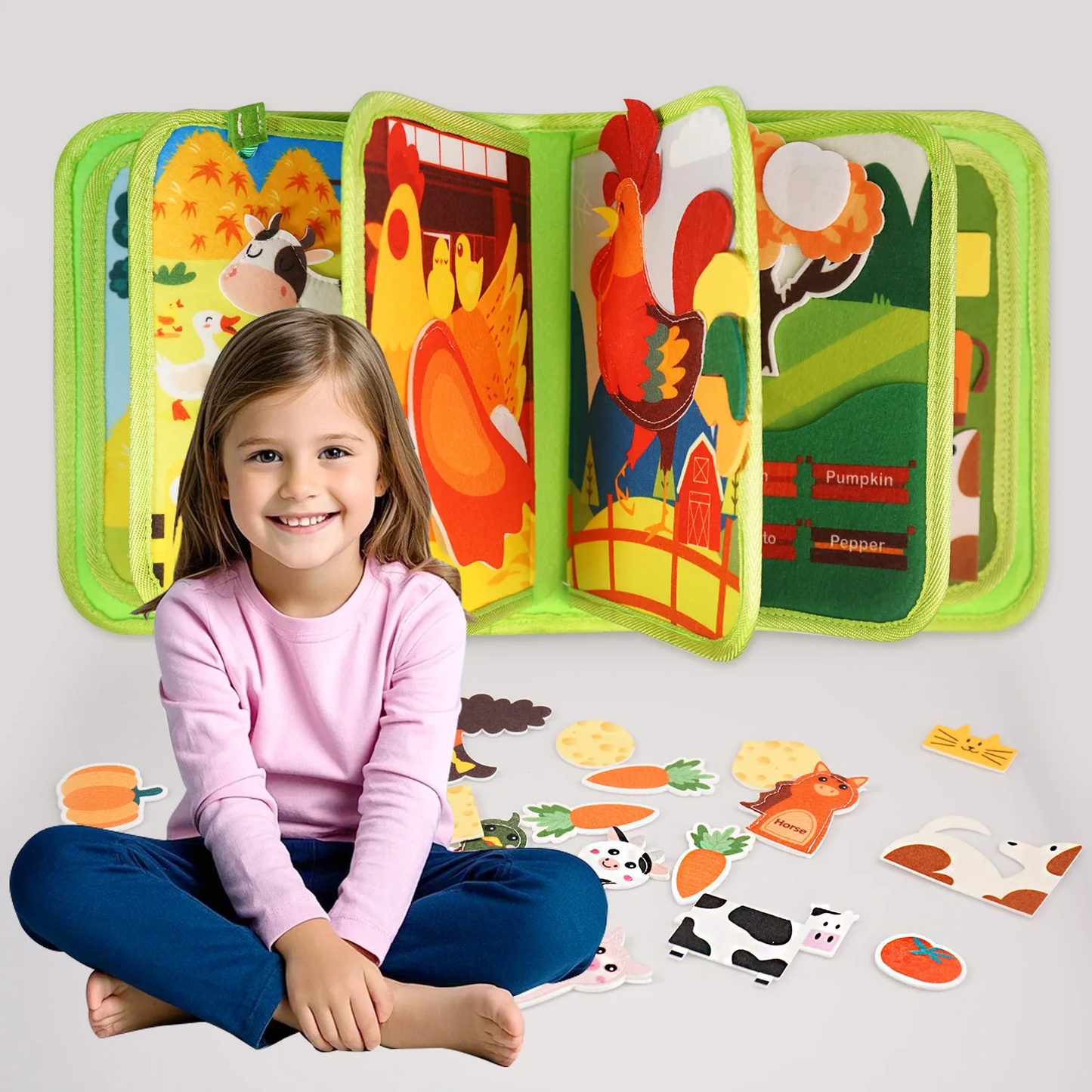 Montessori Keçe Aktivite Kitabı | Çiftlik Temalı Eğitici Oyuncak - Antiola
