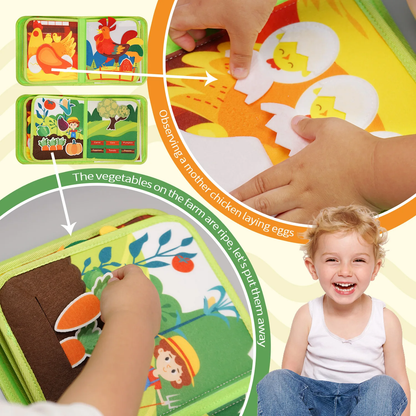 Montessori Keçe Aktivite Kitabı | Çiftlik Temalı Eğitici Oyuncak - Antiola