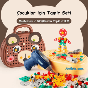 Montessori Toolbox Çocuklar için Tamir Seti - Antiola