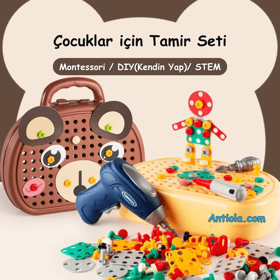 Montessori Toolbox Çocuklar için Tamir Seti - Antiola
