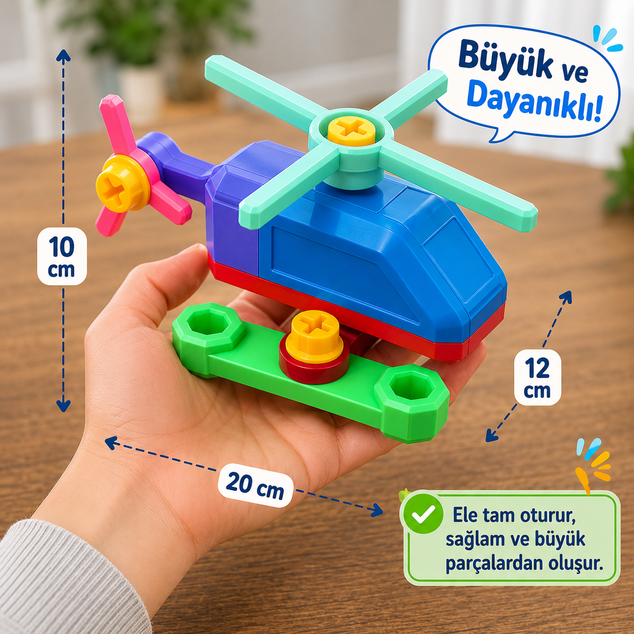 Sök Tak Vidalı Helikopter Oyuncak Seti | Tornavidalı Eğitici Montaj Oyuncağı - Antiola