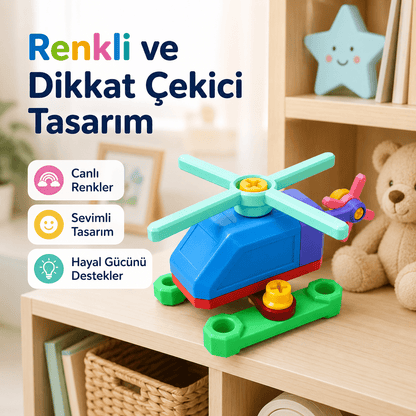 Sök Tak Vidalı Helikopter Oyuncak Seti | Tornavidalı Eğitici Montaj Oyuncağı - Antiola