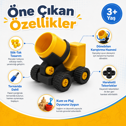 Söktak Beton Mikseri | Kum Karıştırma Plaj Oyuncağı | İnşaat Araçları, STEM
