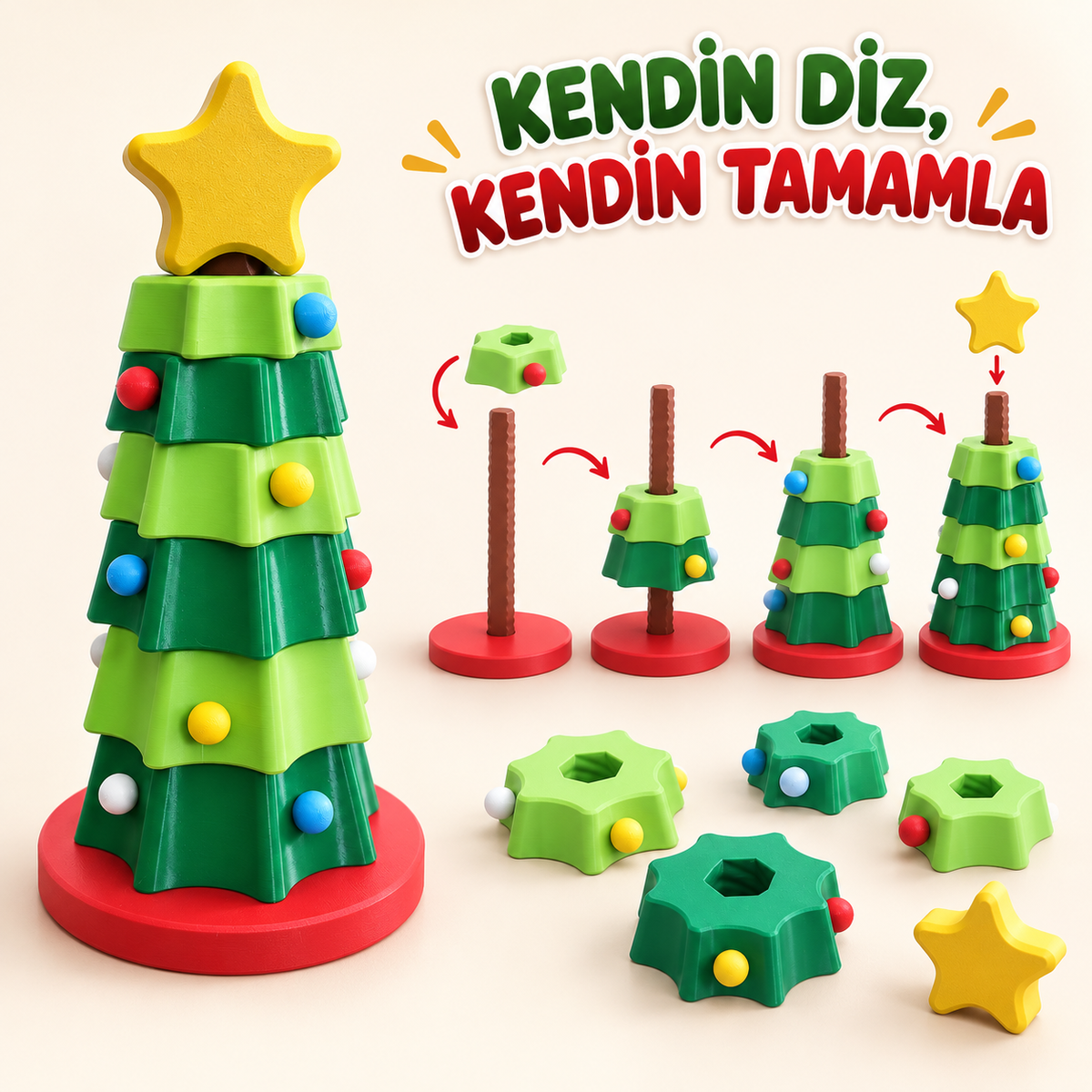 Yılbaşı Ağacı Söktak Çevirmeli Eğitici Oyuncak