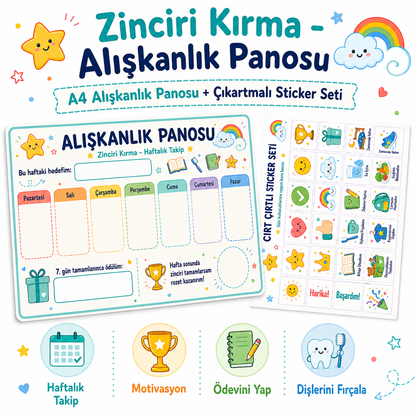 Zinciri Kırma Alışkanlık Panosu | Ödevini Yap, Dişini Fırçala