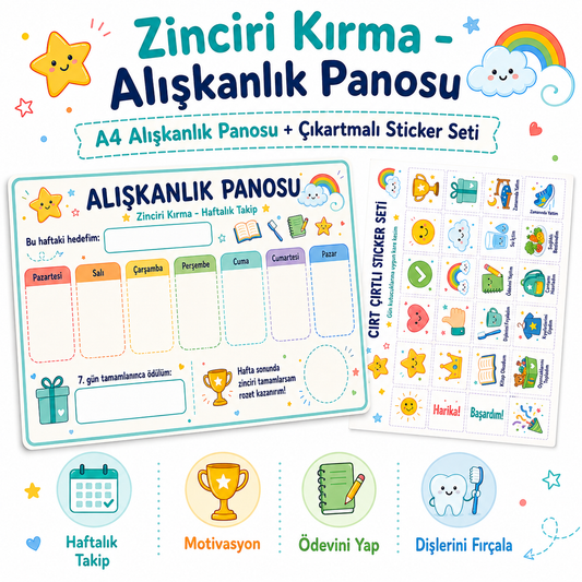 Zinciri Kırma Alışkanlık Panosu | Ödevini Yap, Dişini Fırçala