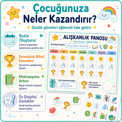 Zinciri Kırma Alışkanlık Panosu | Ödevini Yap, Dişini Fırçala