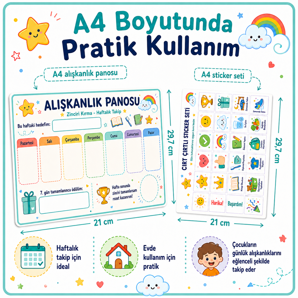 Zinciri Kırma Alışkanlık Panosu | Ödevini Yap, Dişini Fırçala